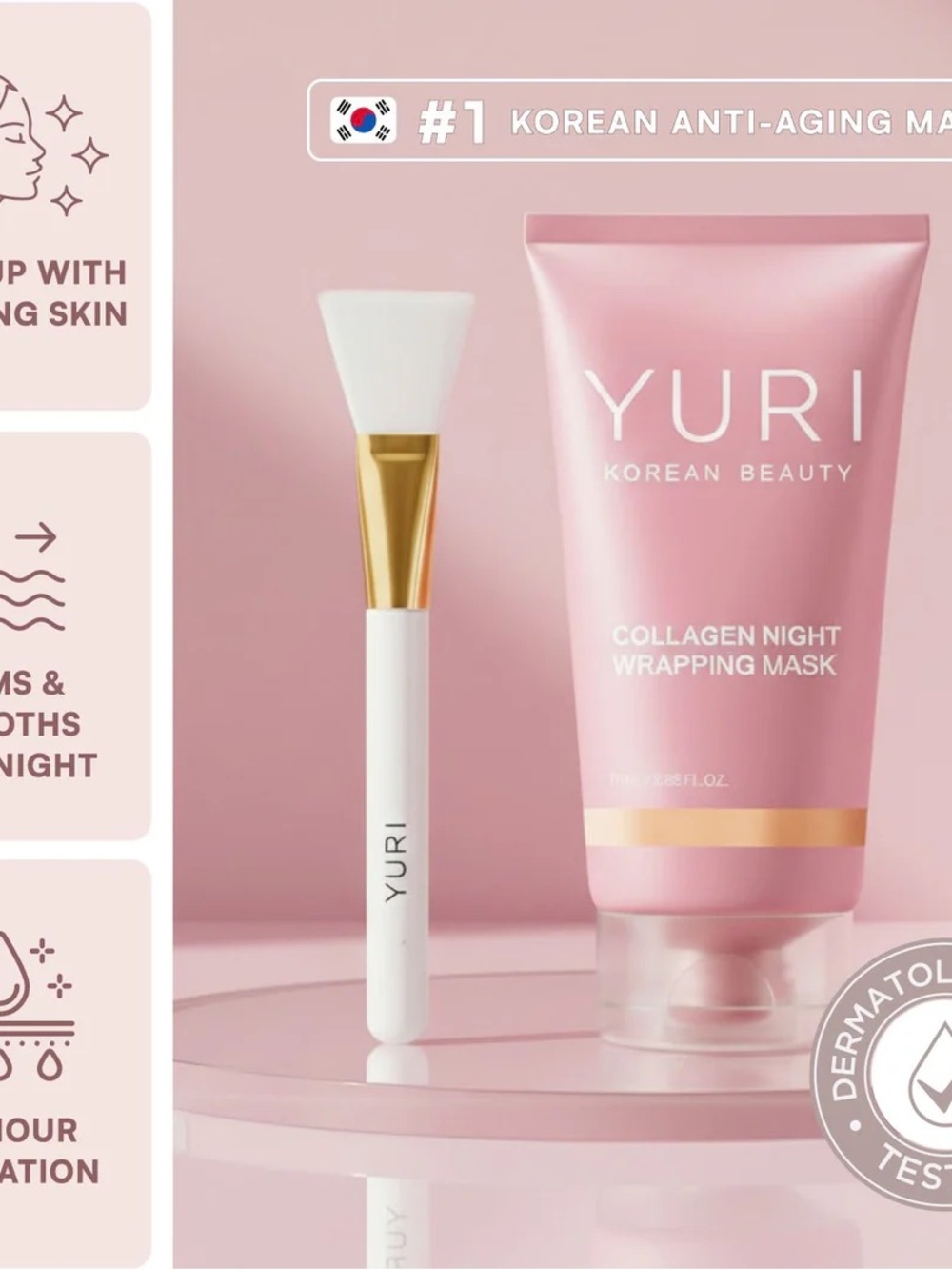 YURI Collagen Night Wrapping Mask — Pink